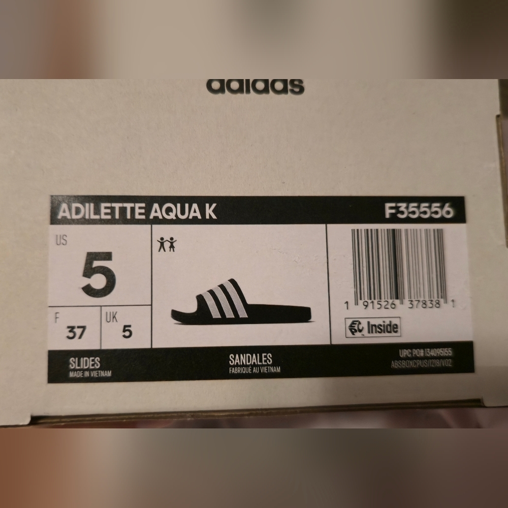 Adidas Adilette Aqua Slides - Black with White Stripes